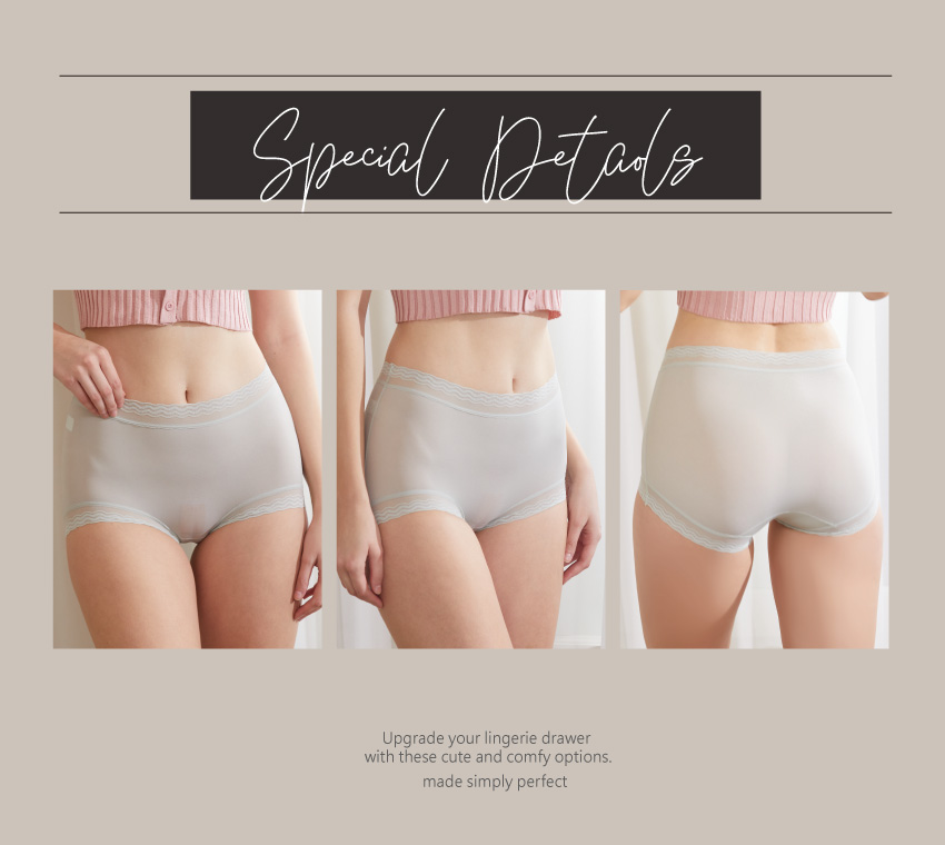 高彈超薄雲感無痕透氣蕾絲波邊小平口褲(茶咖) M-XL