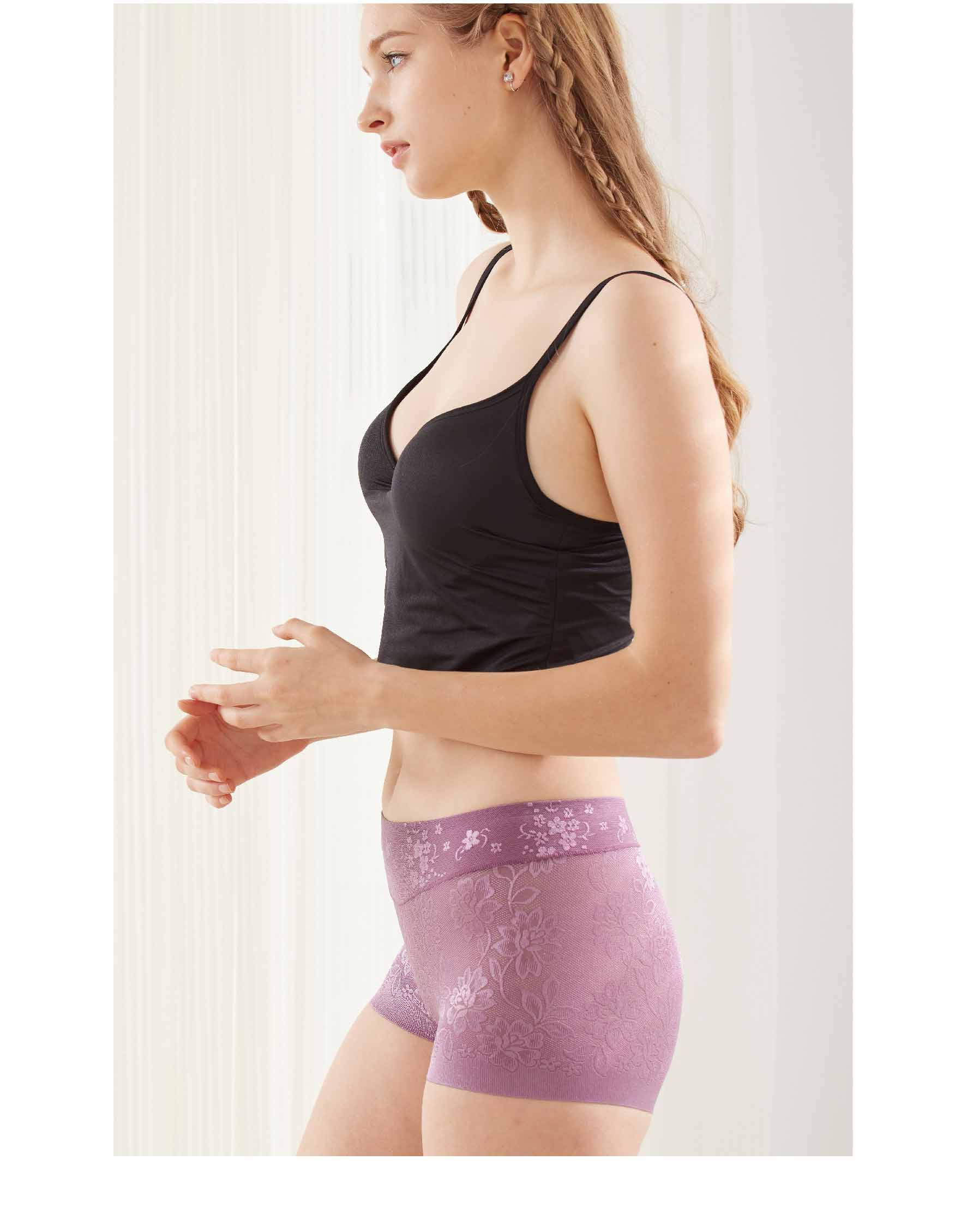 親膚柔感緞面緹花蠶絲高級褲 (天空藍)