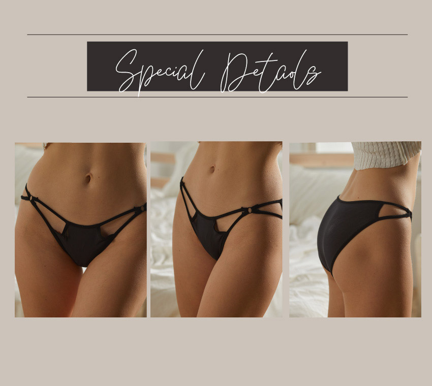 前細條三角簍空性感三角褲 (白色) FREE