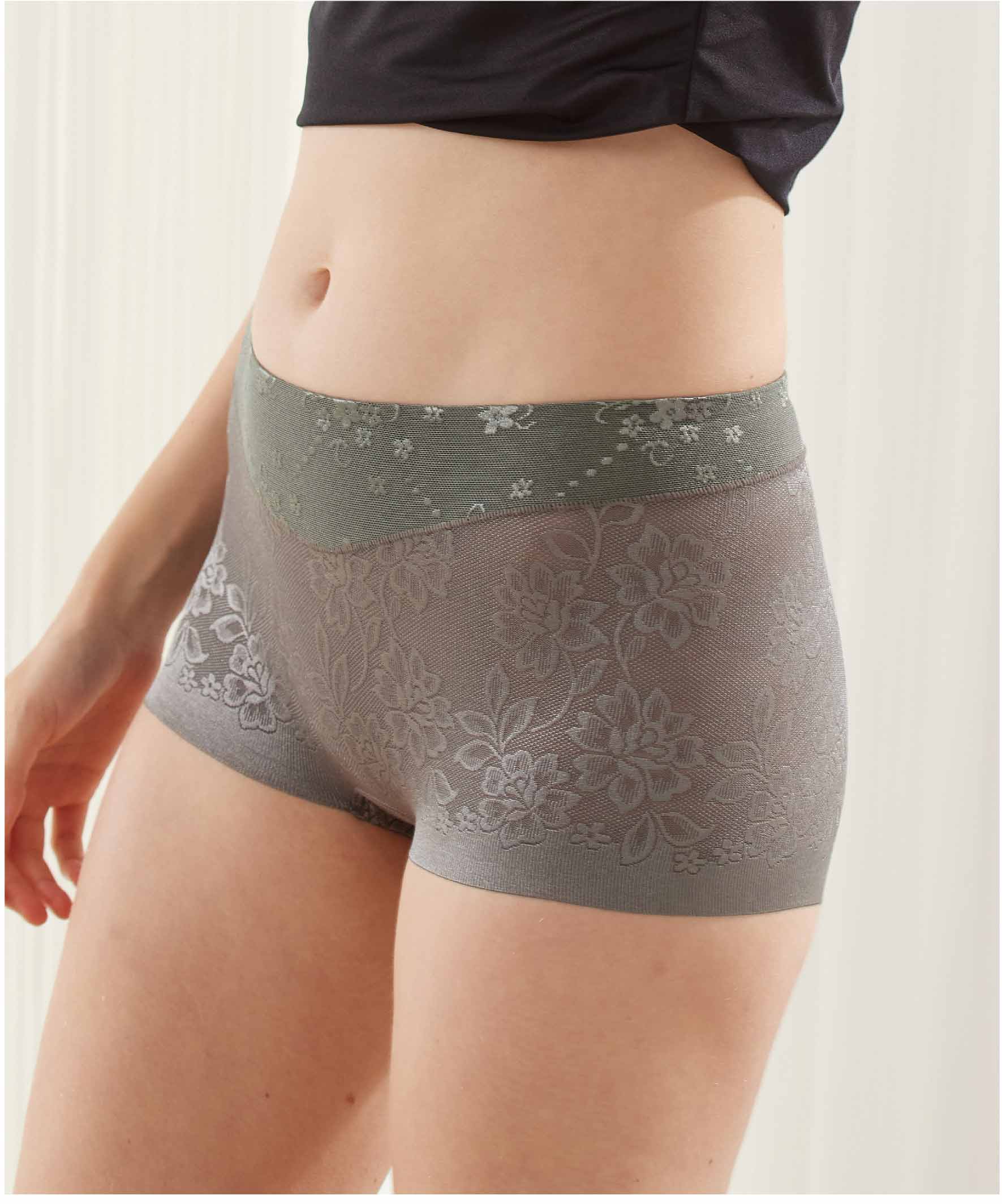 親膚柔感緞面緹花蠶絲高級褲 (天空藍)