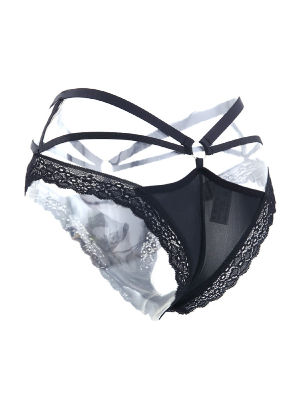 鏤空透氣細帶性感誘惑丁字褲 (性感黑) FREE