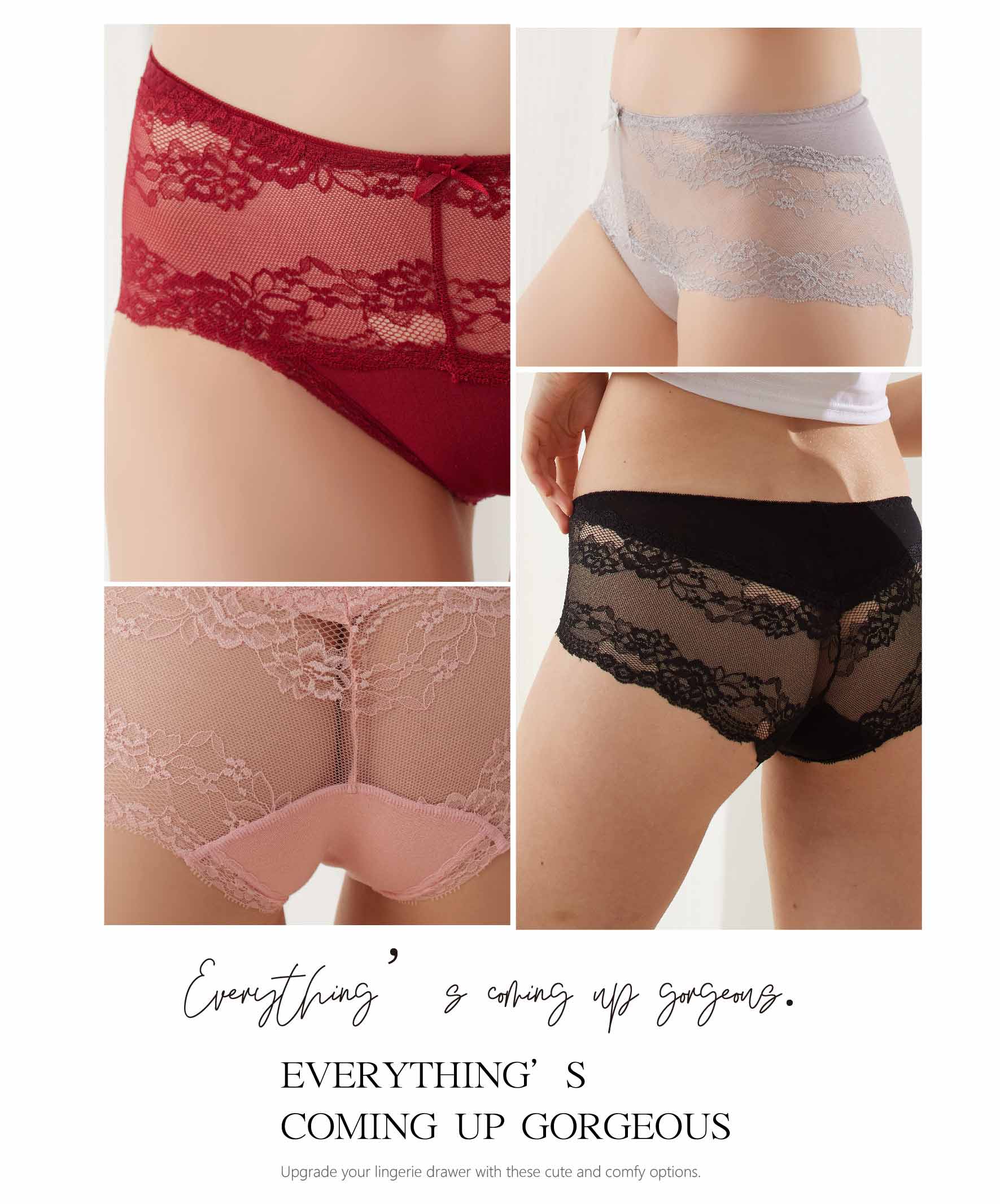 日系精美莫代爾棉蕾絲無痕精美內褲 (粉)