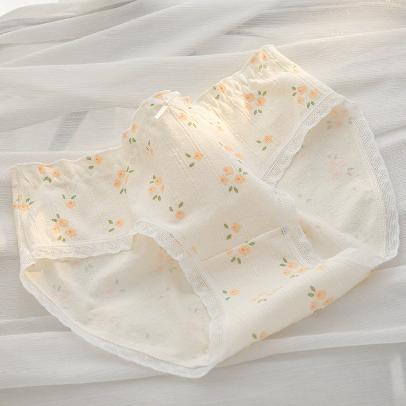 Cotton ss 小花滿滿棉質三角內褲(黃色) L-XL