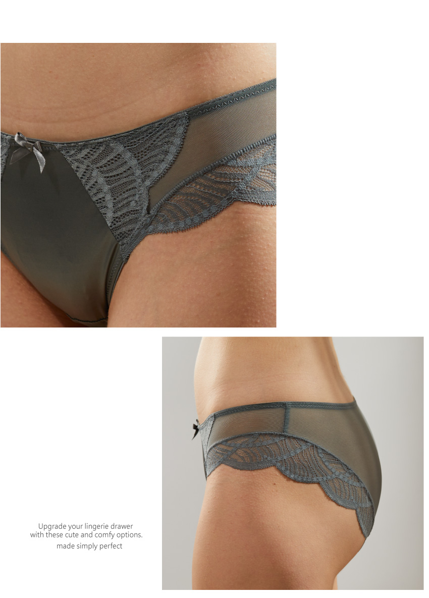 緞面蕾絲花低腰性感三角褲 (白色) M-L