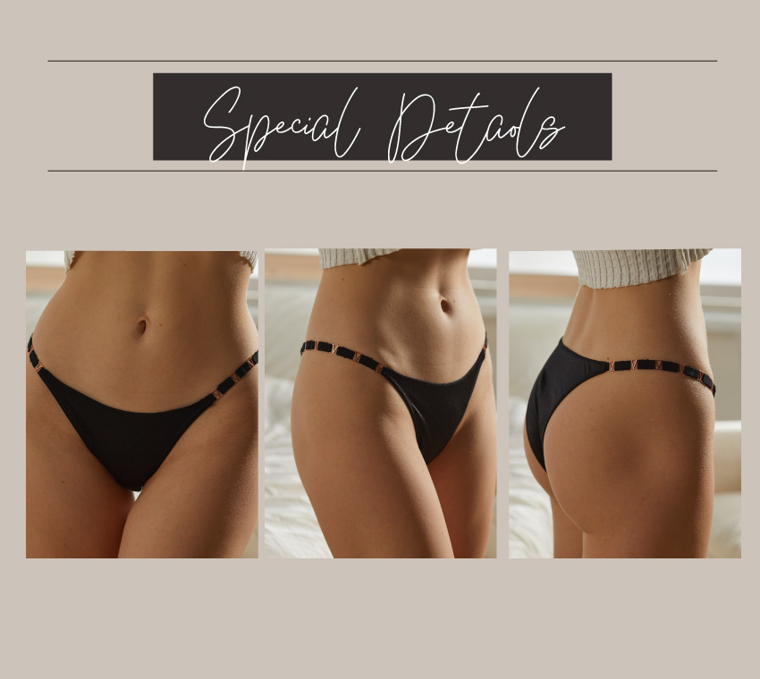 時尚造型V型金屬字母感三角褲 (白色) M-L