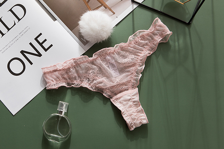 最乖乖蕾絲花邊性感狐狸毛毛丁字褲-可拆卸毛球 (粉色) M-L