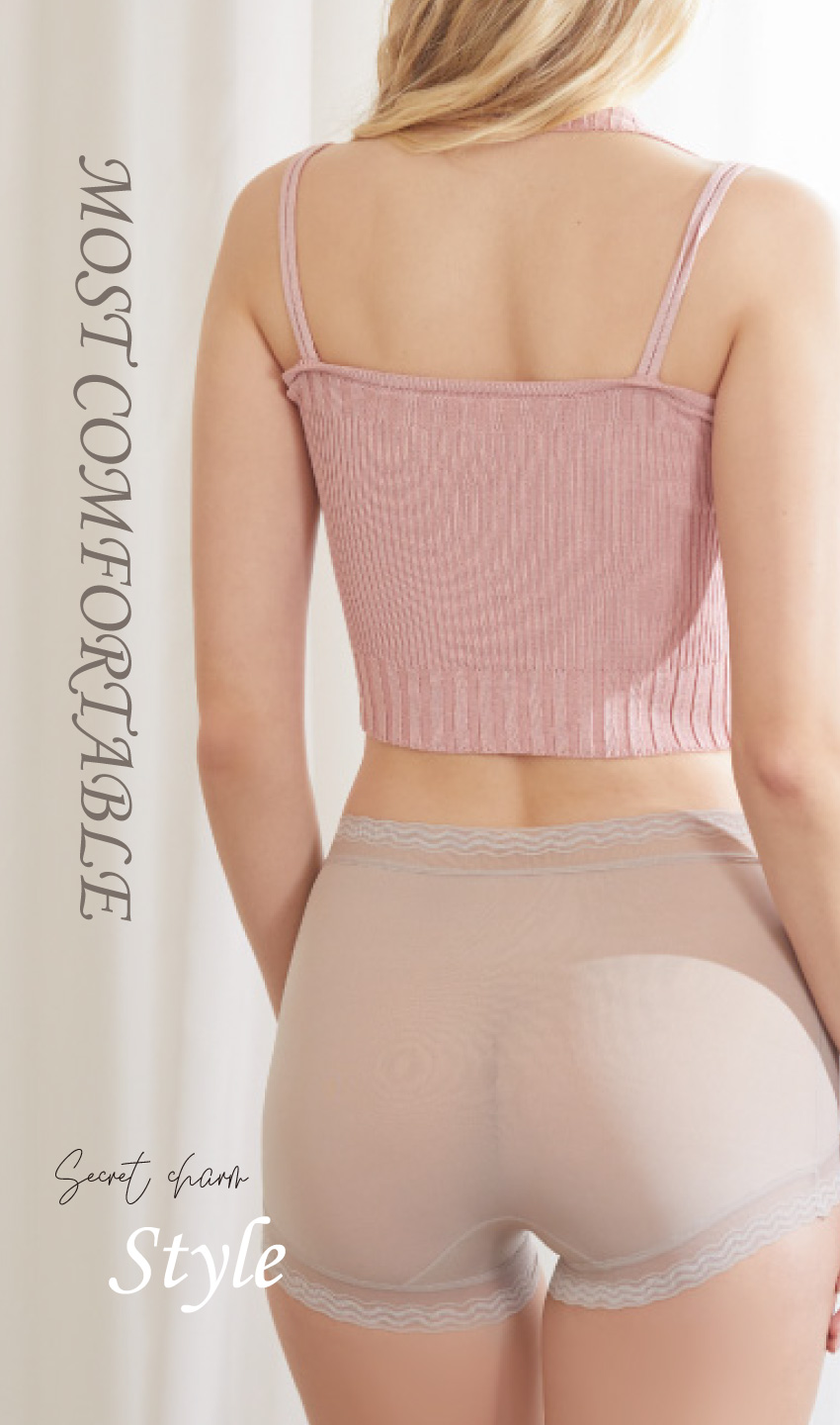 高彈超薄雲感無痕透氣蕾絲波邊小平口褲(裸膚色) M-XL