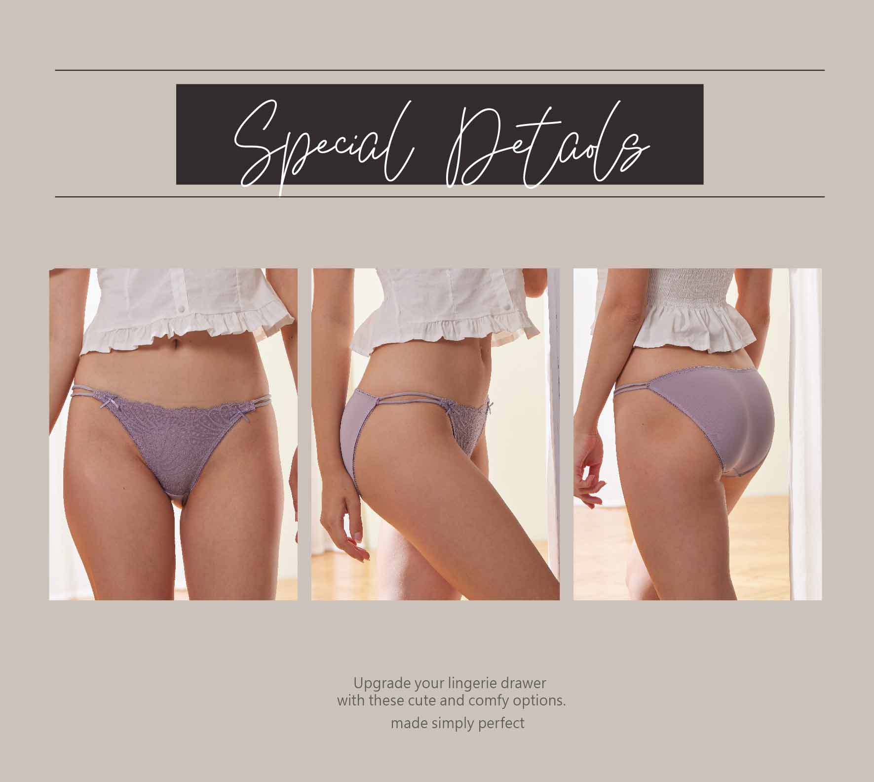 性感細條蕾絲包臀三角褲 (紅色)