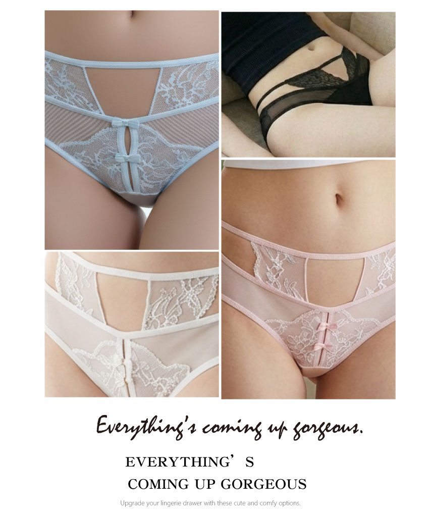 花芯簍空線條低腰三角褲 (白色) M-L