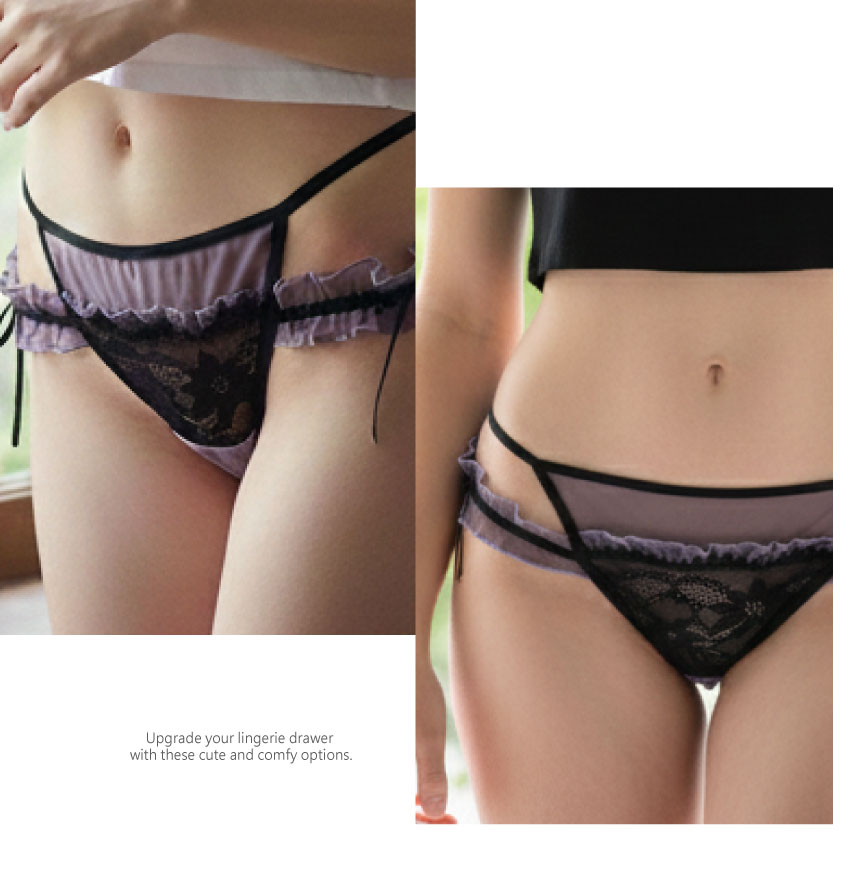 小浪漫蕾絲簍空蕾絲低腰三角褲 (紫色) M-L