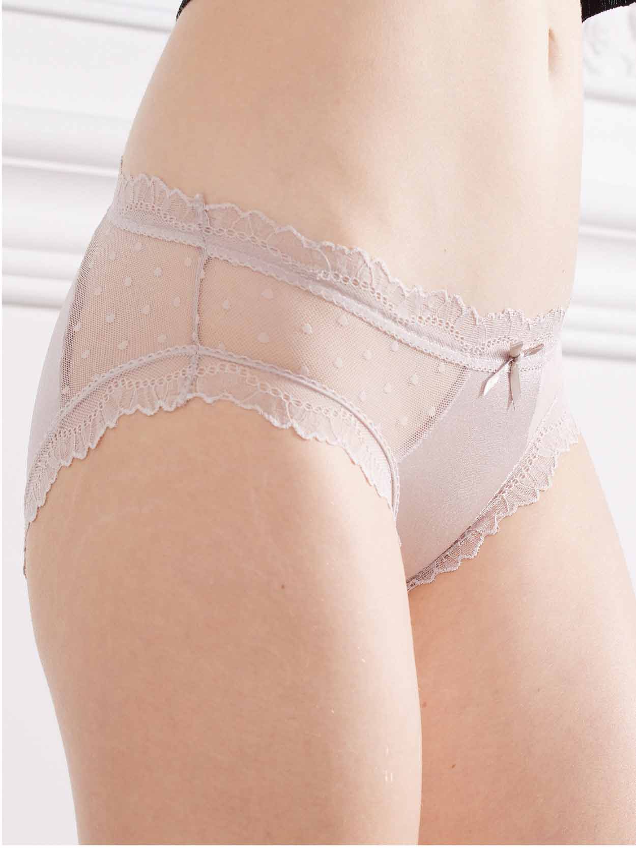 前點點性感蕾絲三角褲 (灰紫色) M-XL