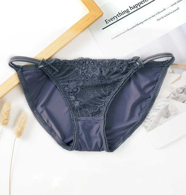 性感細條蕾絲包臀三角褲 (灰紫色) M-XL