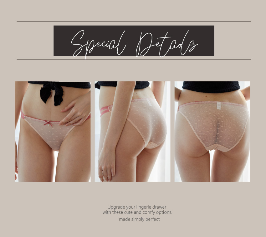 輕薄蕾絲網紗花透氣雙細條三角褲 (青綠色) M-L