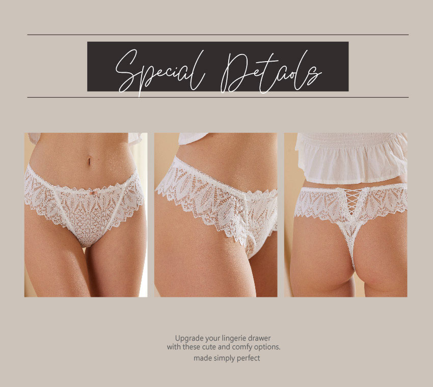 交叉造型性感蕾絲丁字褲 (黑色)