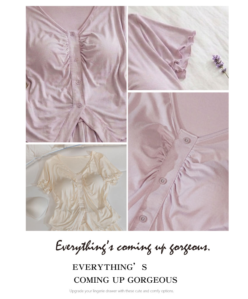 前小交叉網紗蕾絲緞面條低腰三角褲 (紫色) FREE