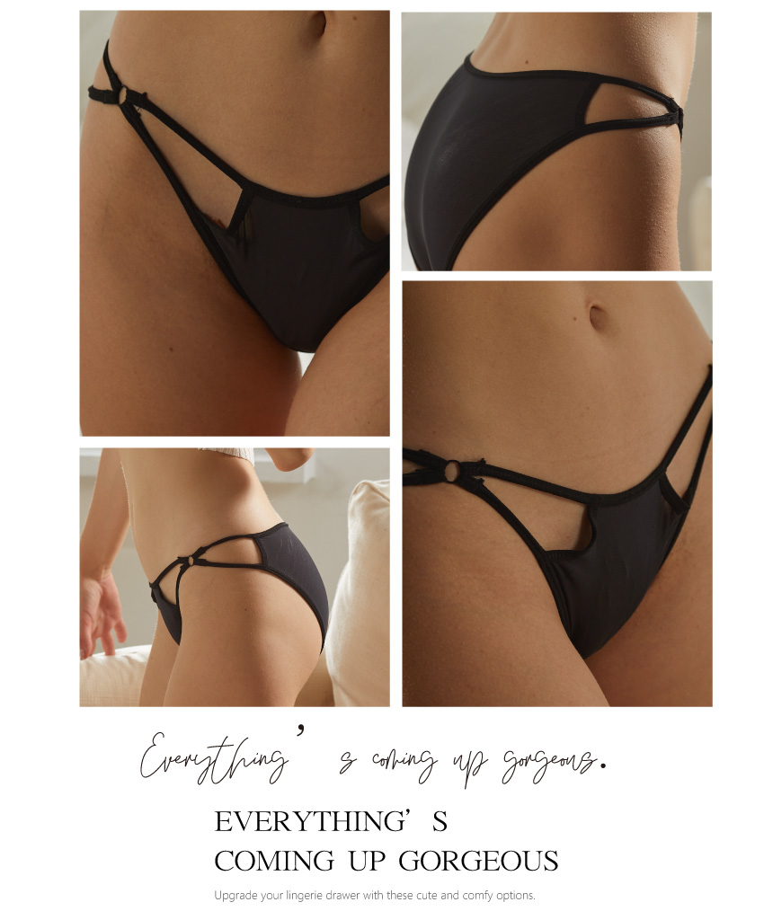 前細條三角簍空性感三角褲 (黑色) FREE