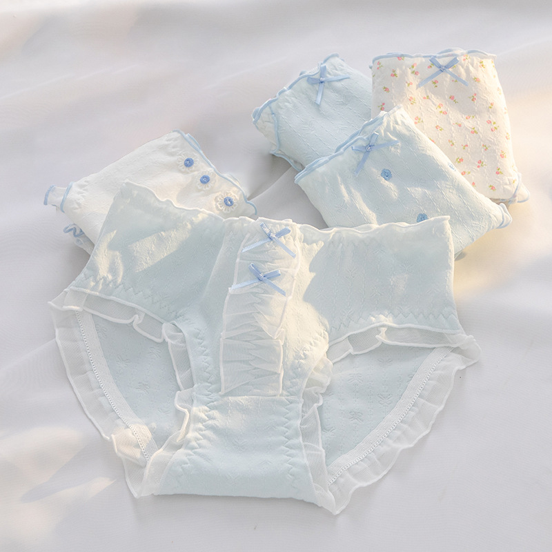 Cotton ss 雙蝴蝶棉質三角內褲(藍色) L-XL
