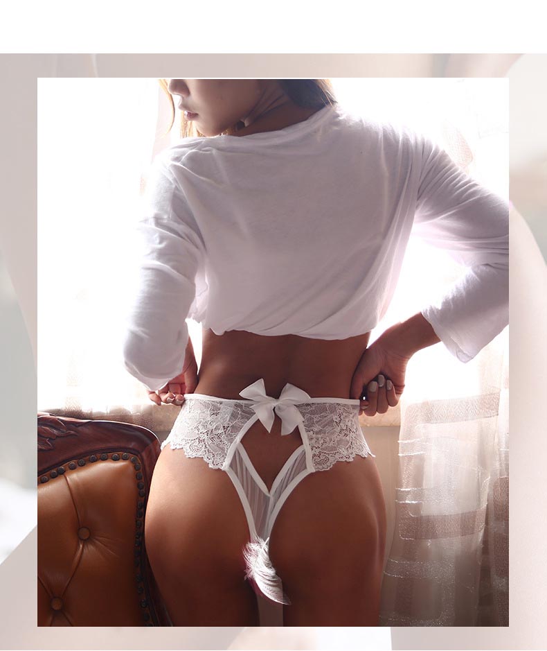 法式性感網紗蕾絲甜美蝴蝶結高腰三角褲 (紅色)