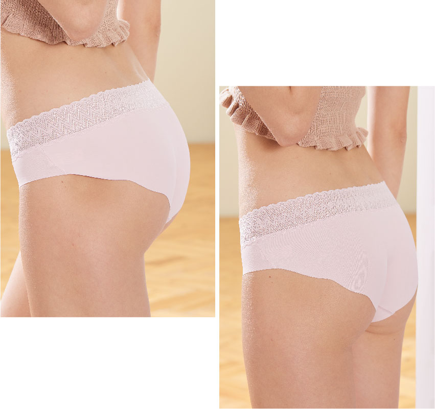 輕薄絲滑鏤空蕾絲棉質褲底底腰三角褲(黑色)