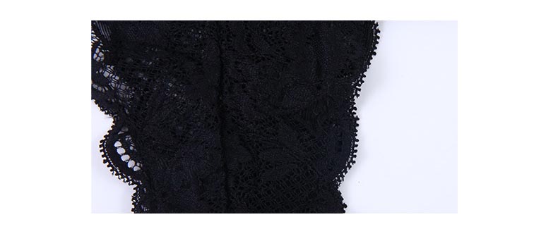 法式性感三角地帶蕾絲低腰丁字褲 (黑色)