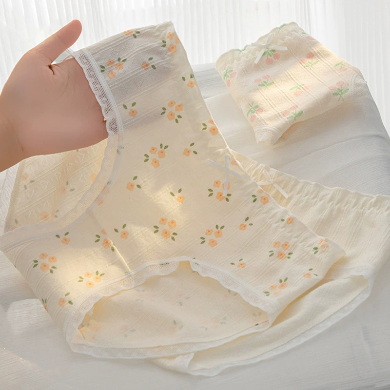 Cotton ss 小花滿滿棉質三角內褲(黃色) L-XL