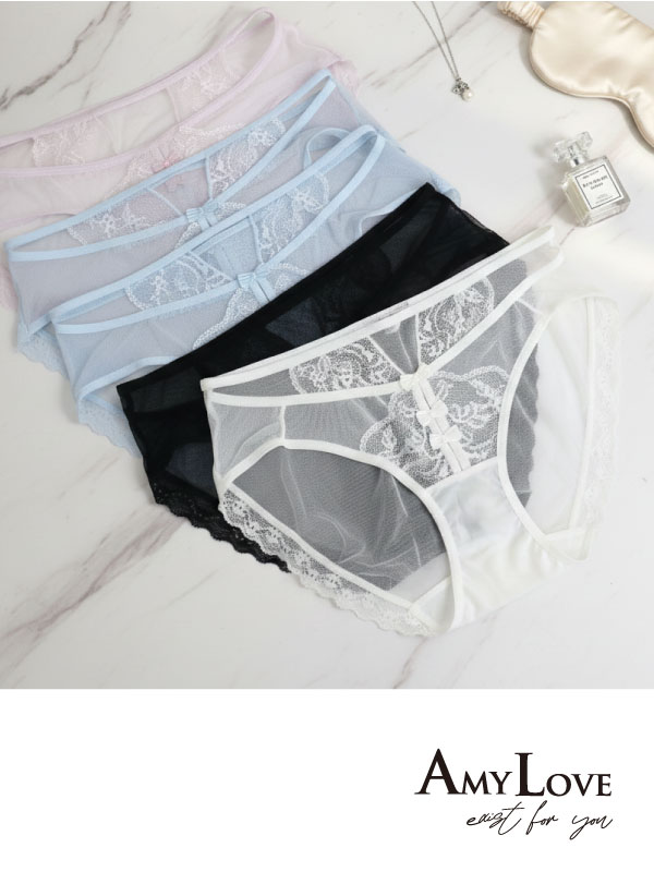 花芯簍空線條低腰三角褲 (淺紫) M-XL