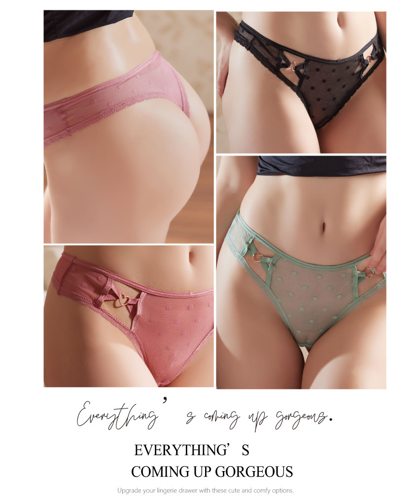 雙甜心鏤空蕾絲低腰蕾絲三角褲(粉色) M-L