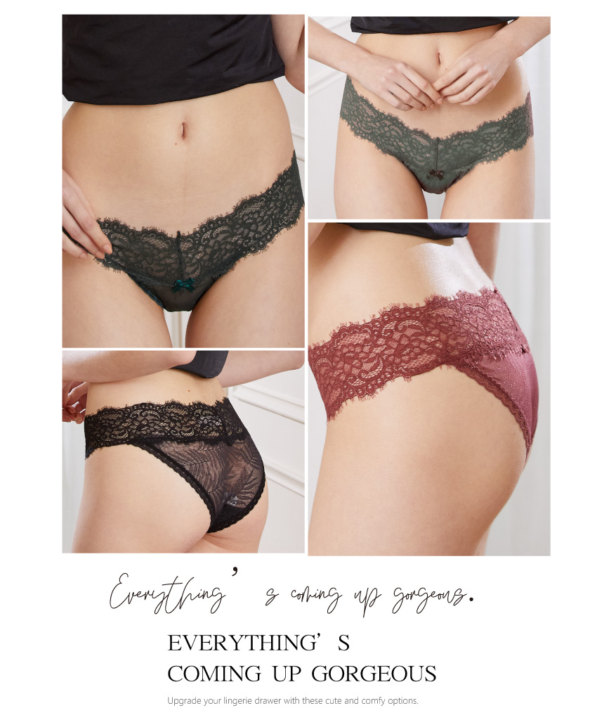 性感甜心蕾絲低腰三角褲 (酒紅焦糖色) FREE