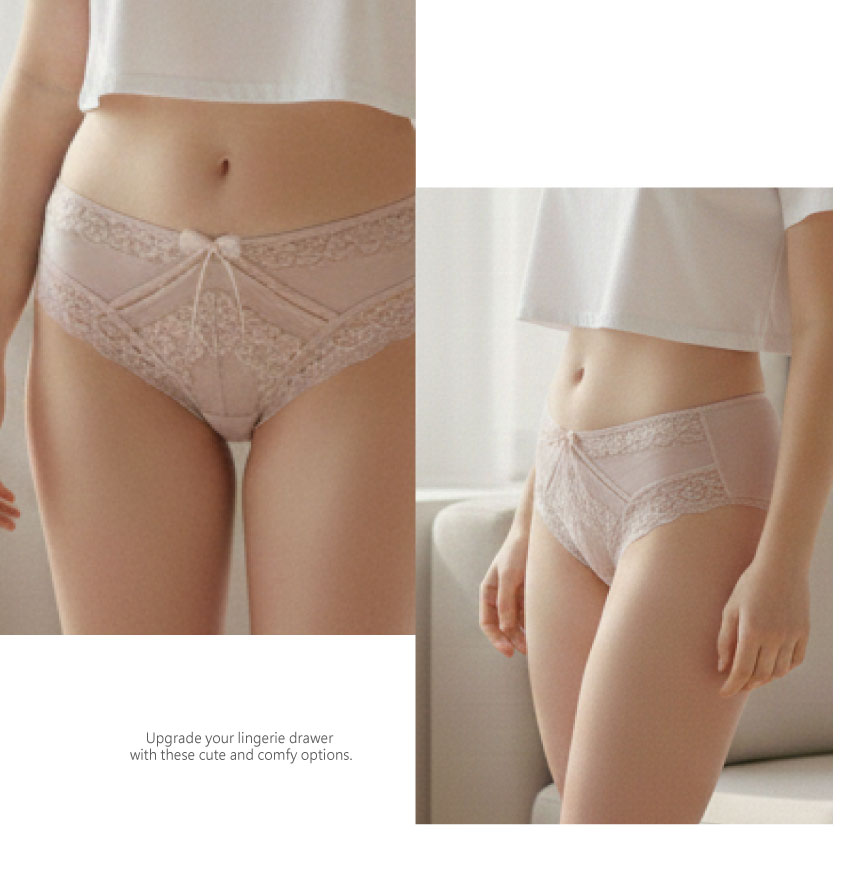 前微簍空網紗蕾絲條低腰三角褲 (紫色) FREE