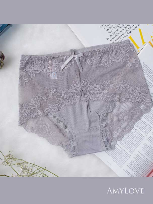 莫代爾棉蕾絲無痕內褲 (酒紅) M-XL