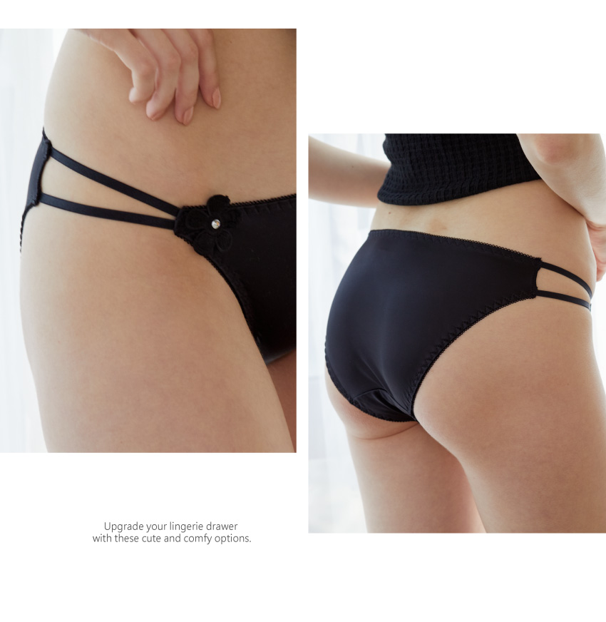 小花刺繡絲滑雙細條三角褲 (粉色) L-XL