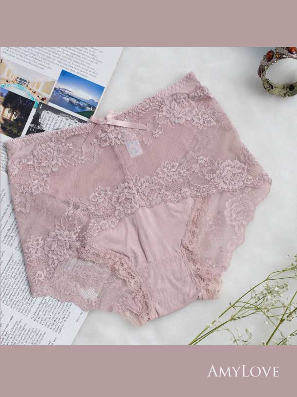 莫代爾棉蕾絲無痕內褲 (酒紅) M-XL