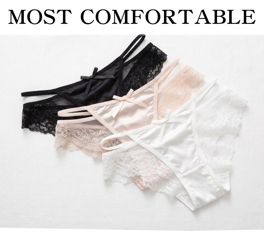 小情事蕾絲簍空蕾絲低腰三角褲 (白色) M-L