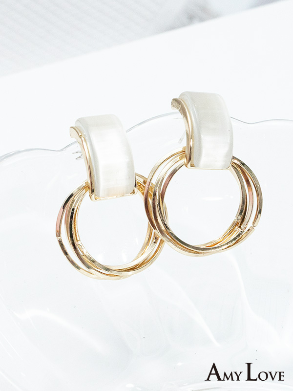 現貨｜925銀針．幾何方形貓眼石．銀針耳飾 耳環