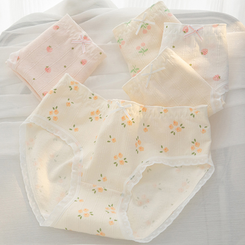 Cotton ss 小花滿滿棉質三角內褲(黃色) L-XL