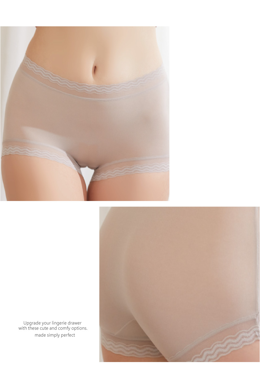 高彈超薄雲感無痕透氣蕾絲波邊小平口褲(嫩綠) M-XL