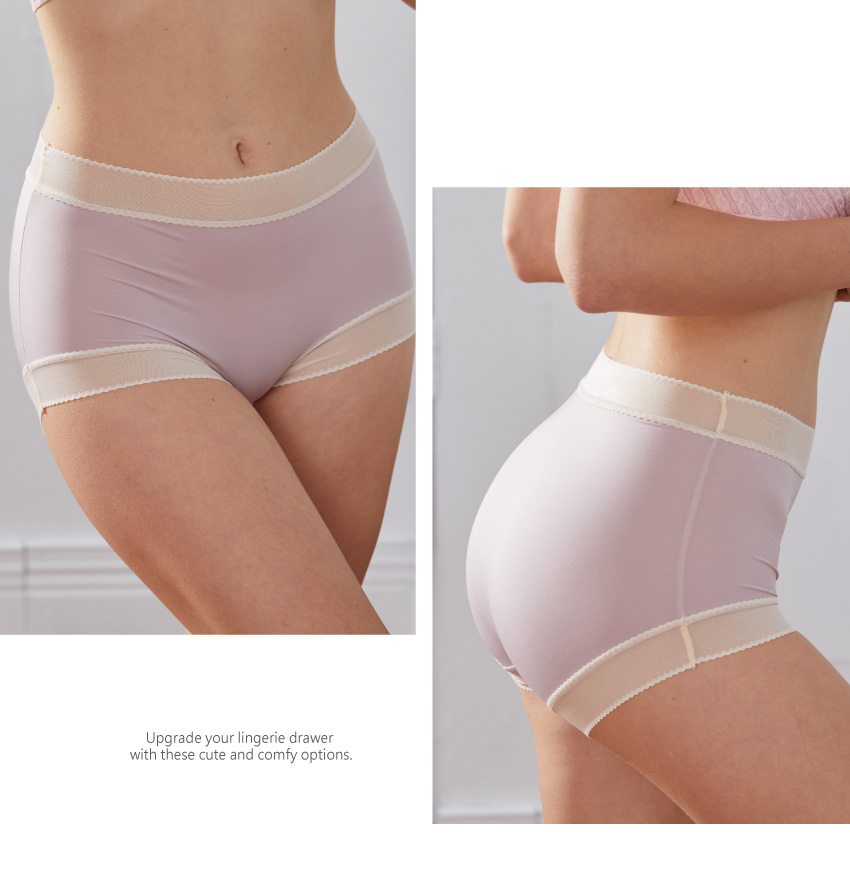 高透氣輕薄抗菌包臀桑蠶絲三角褲 (紫色) M-L