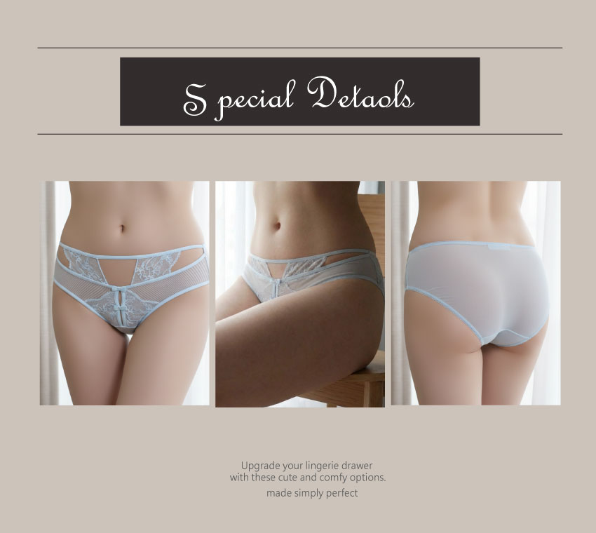 花芯簍空線條低腰三角褲 (白色) M-L