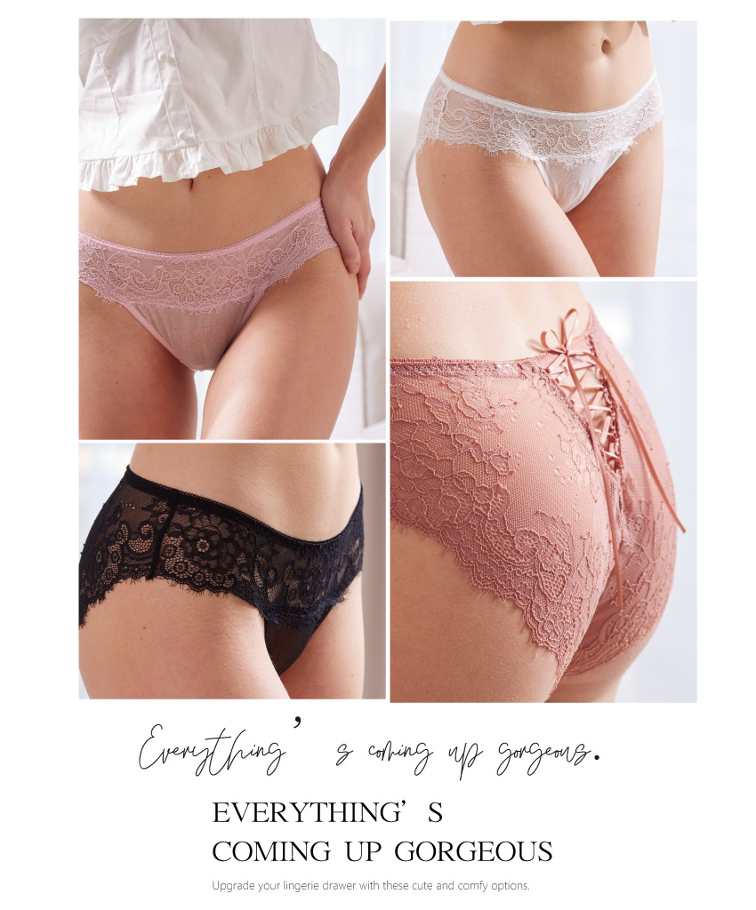 綁帶繫帶蝴蝶結性感包臀三角褲 (白色) M-L