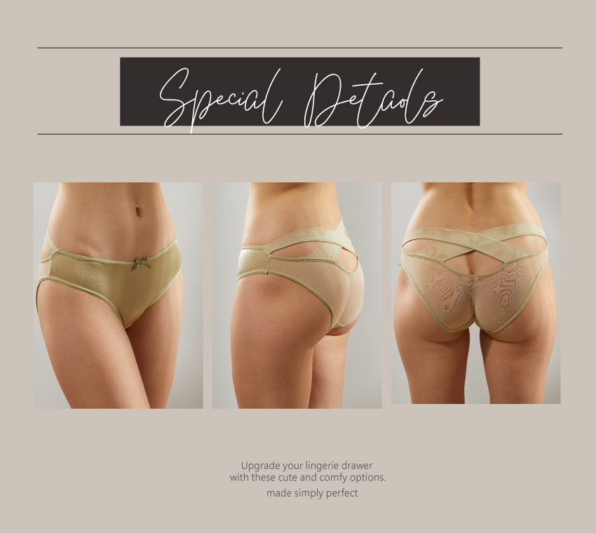 緞面低腰性感時尚簍空三角褲 (黑色) M-L