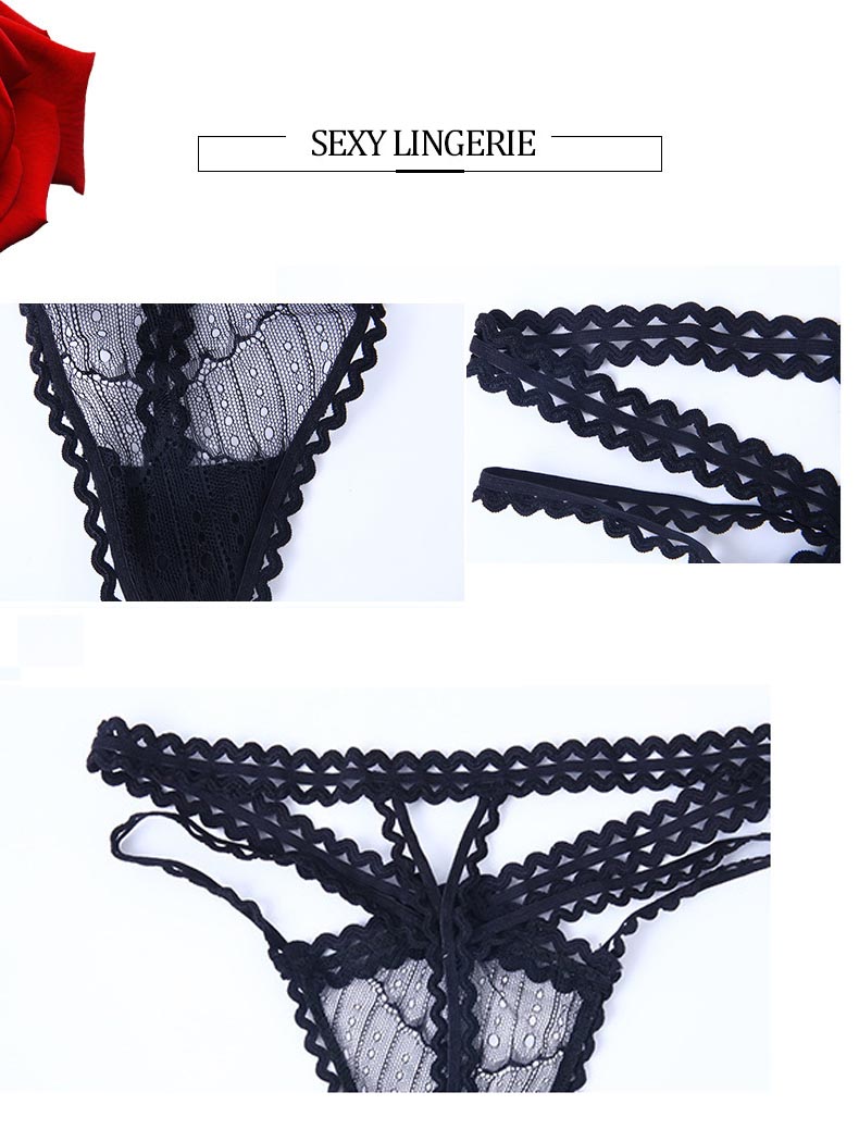 法式性感交叉誘惑蕾絲低腰丁字褲