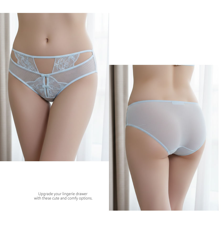 花芯簍空線條低腰三角褲 (白色) M-L