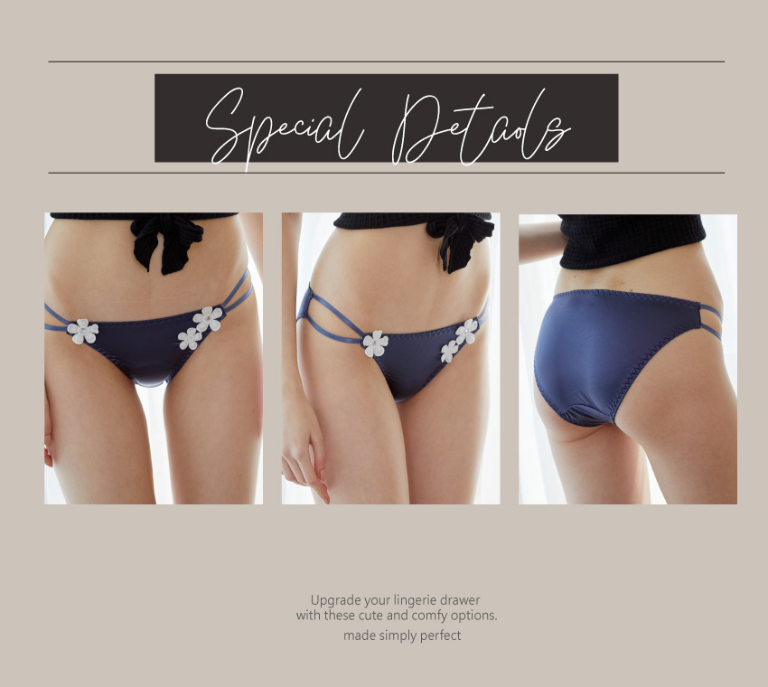 小花刺繡絲滑雙細條三角褲 (粉色) L-XL