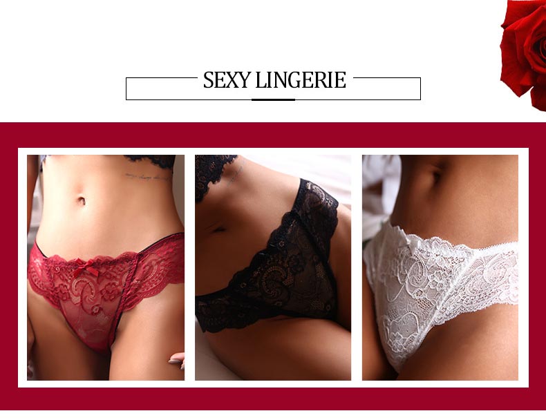 法式性感露臀交叉蕾絲低腰丁字褲 (白色)