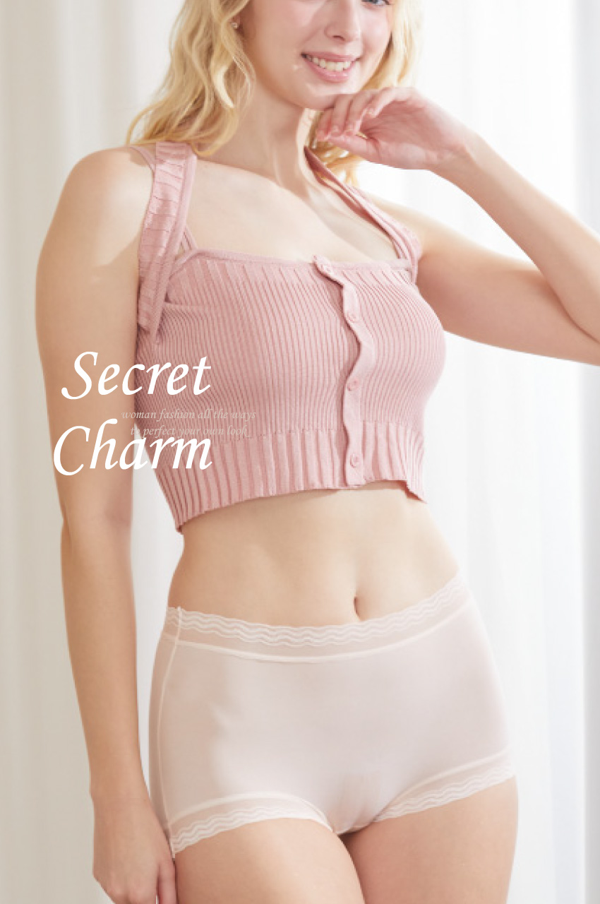 高彈超薄雲感無痕透氣蕾絲波邊小平口褲(嫩膚) M-XL