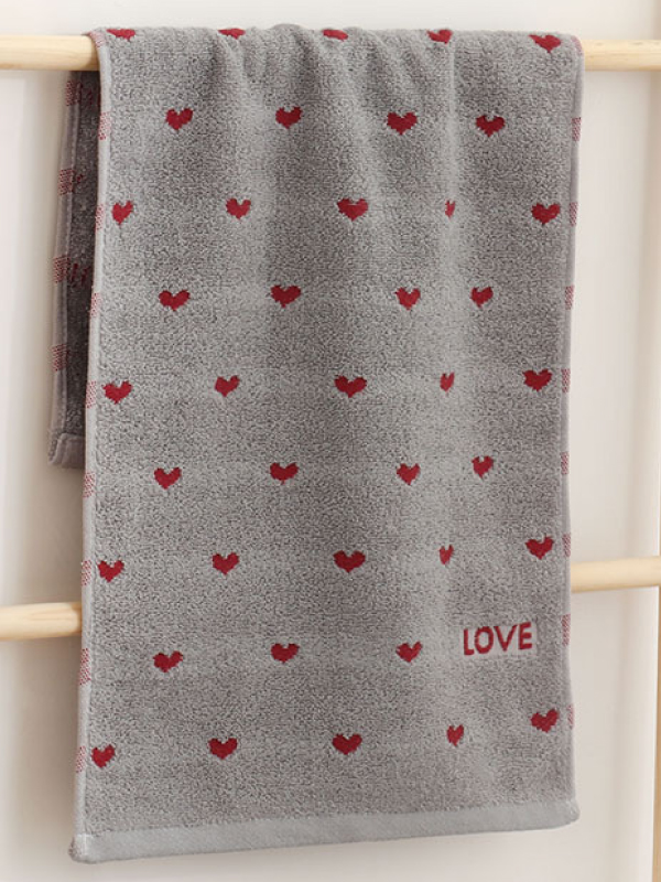 柔軟100%純棉愛心毛巾(灰色)