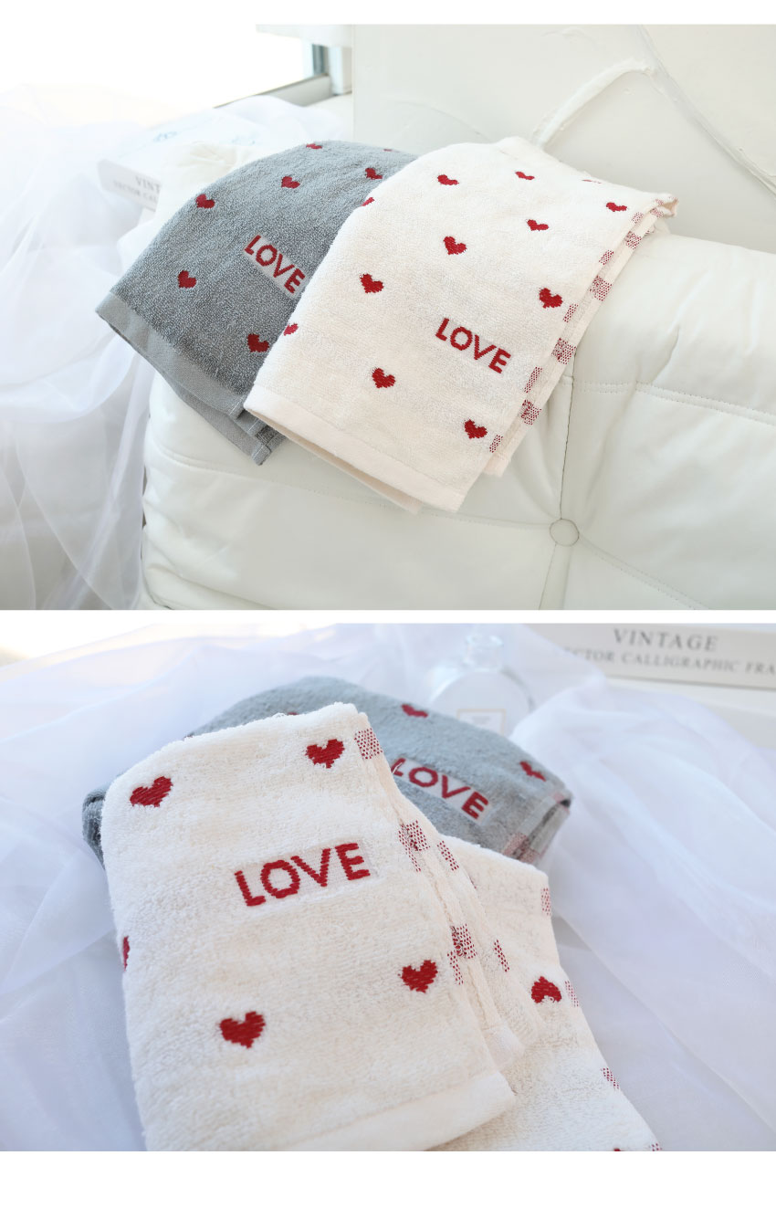 柔軟100%純棉愛心毛巾(白色)