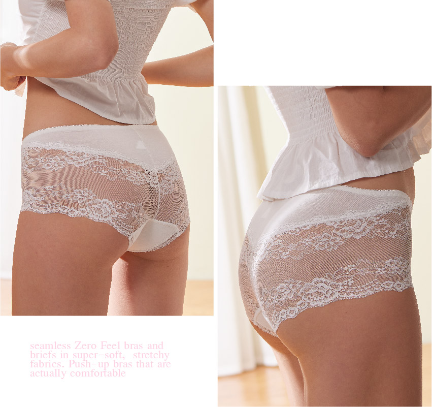 日系精美莫代爾棉蕾絲無痕精美內褲 (莫蘭迪粉)