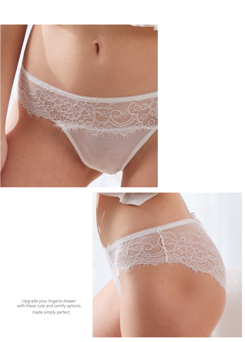 綁帶繫帶蝴蝶結性感包臀三角褲 (白色) M-L