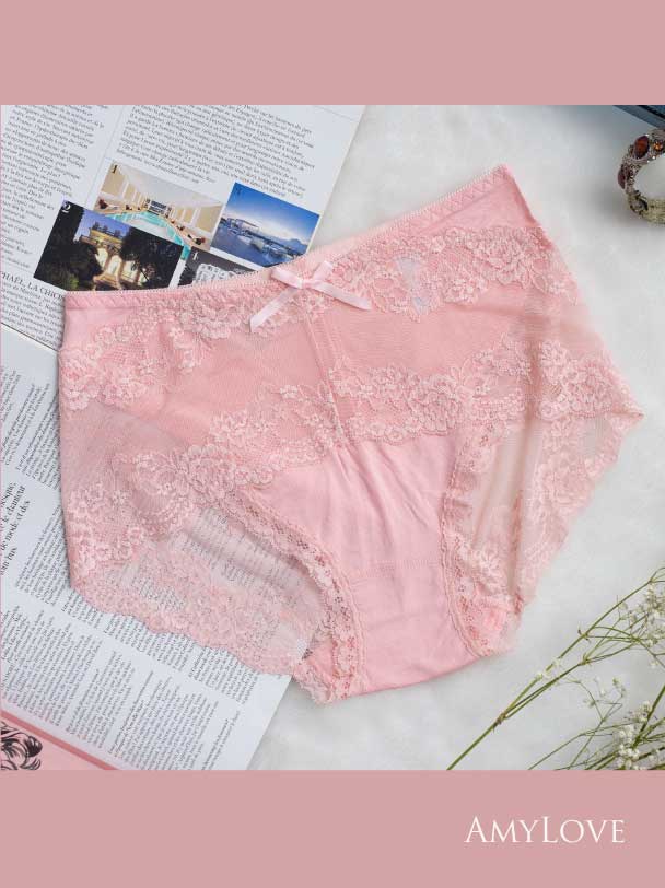 莫代爾棉蕾絲無痕內褲 (酒紅) M-XL